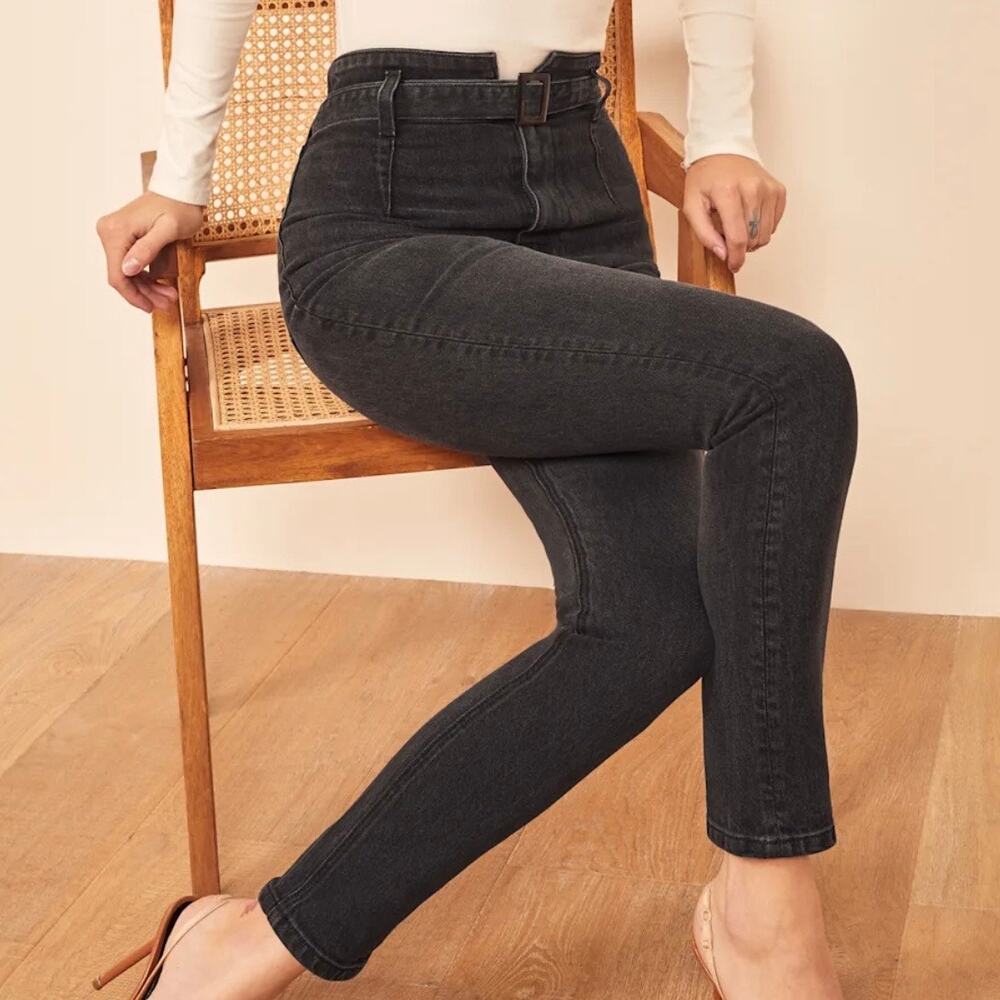 REFORMATION | Kayo High & Skinny Jeans Black Erie Wash Button Fly | Size 29 (8)